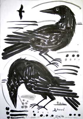 Crows, sumi ink painting